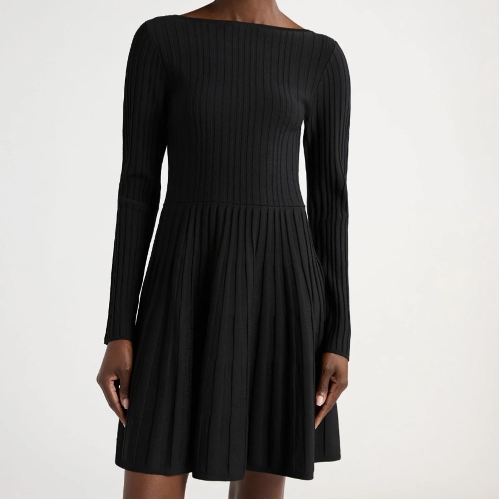 Scoop Boatneck Ribbed Sweater Dress
